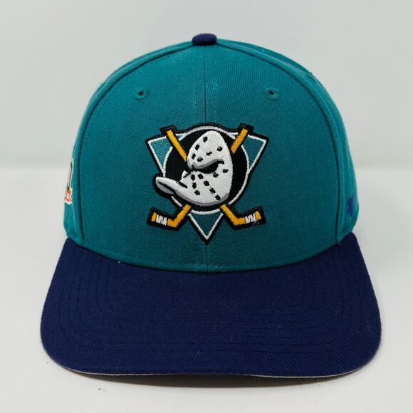 Mighty Ducks Hat Cap Snapback Mens 47 Brand Blue Throwback Vintage NHL Anaheim - Picture 1 of 8
